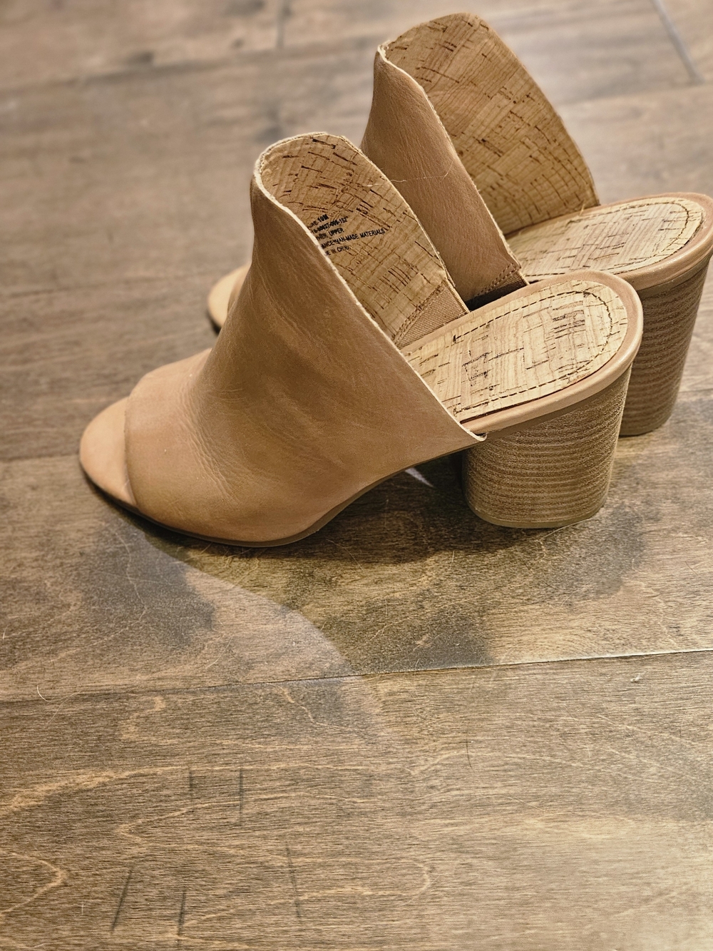Women's Open-Toe Slide Heeled Mule in Nude, Size 10M